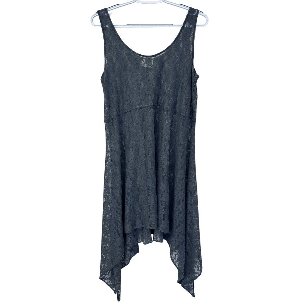 Rose Marie Design Lace Sheer Sharkbite Hem Dress Size S Gray Festival Whimsigoth